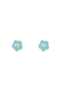 Boucles D'Oreilles Enfant "Fleur Bleue" Or Jaune 375/1000
