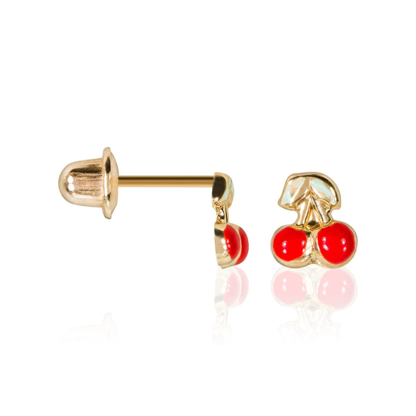 Boucles D'Oreilles Enfant "Cerisette" Or Jaune 375/1000