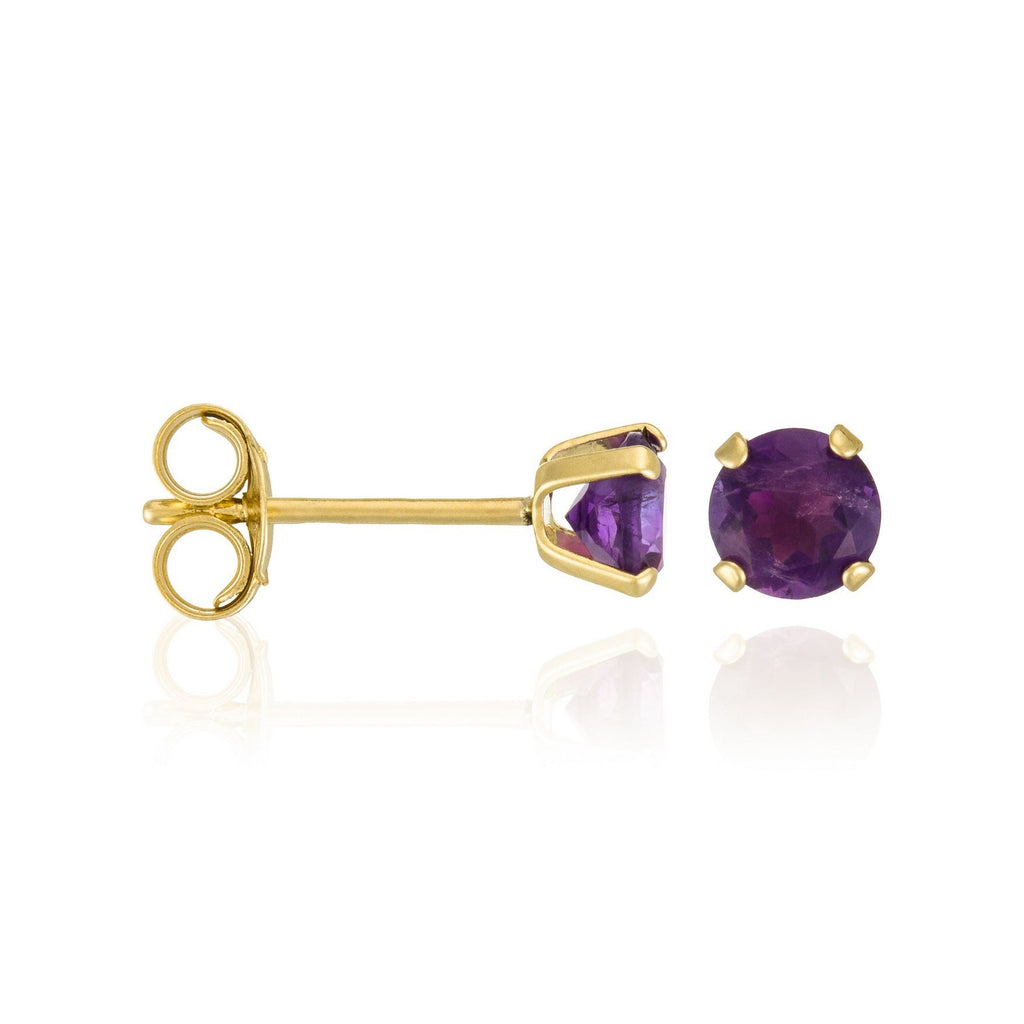 Boucles D'Oreilles "Puce Améthyste 4Mm" : 0,4Ct/2 - Or Jaune 375/1000