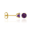 Boucles D'Oreilles "Puce Améthyste 4Mm" : 0,4Ct/2 - Or Jaune 375/1000