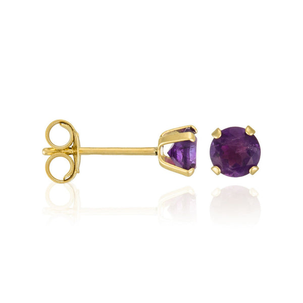 Boucles D'Oreilles "Puce Améthyste 4Mm" : 0,4Ct/2 - Or Jaune 375/1000