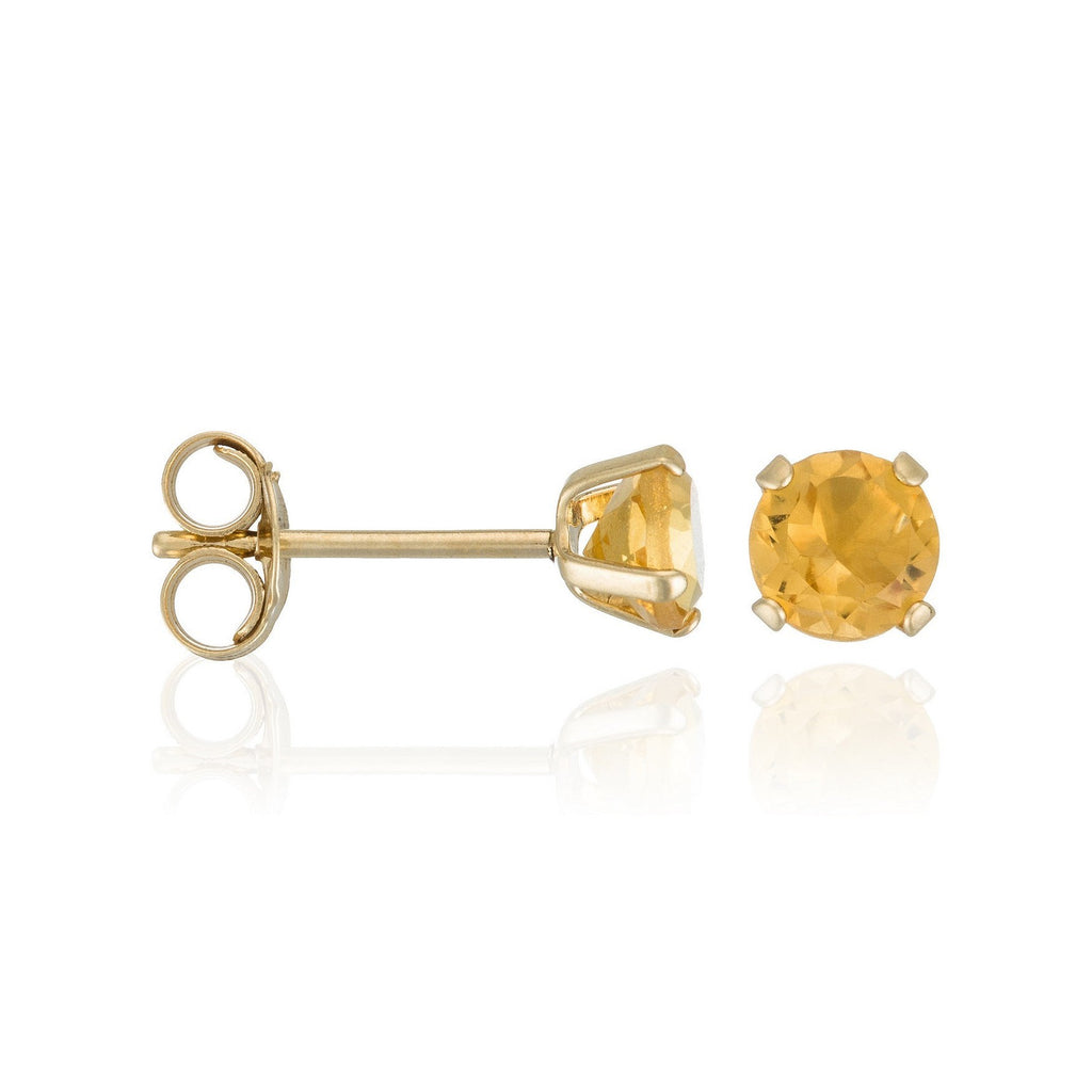 Boucle D'Oreilles "Puce Citrine 4Mm" :0,4Ct/2 - Or Jaune 375/1000