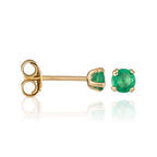 Boucle D'Oreilles "Puce Emeralda 3Mm" : 0,24Ct/2 - Or Jaune 375/1000