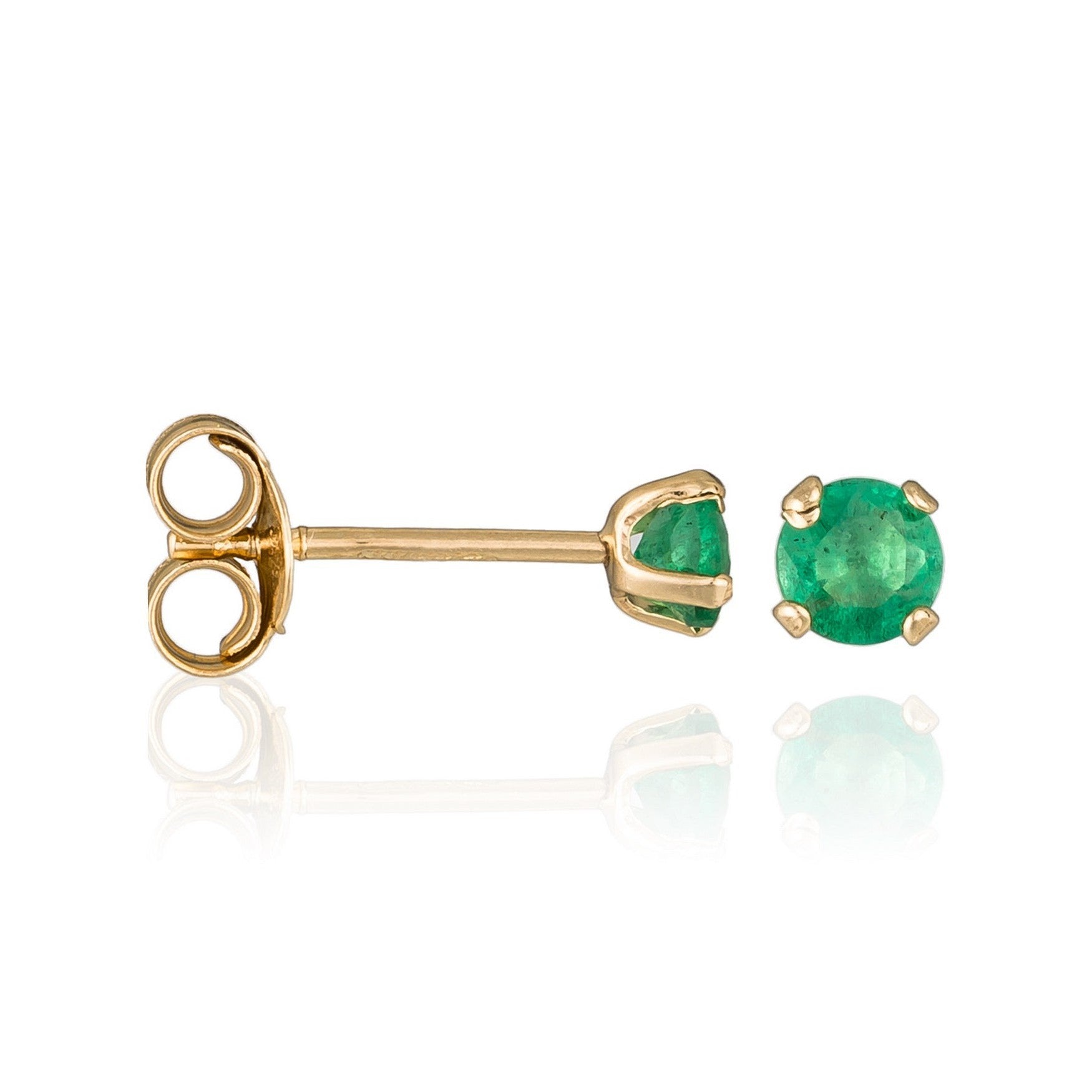 Boucle D'Oreilles "Puce Emeralda 3Mm" : 0,24Ct/2 - Or Jaune 375/1000