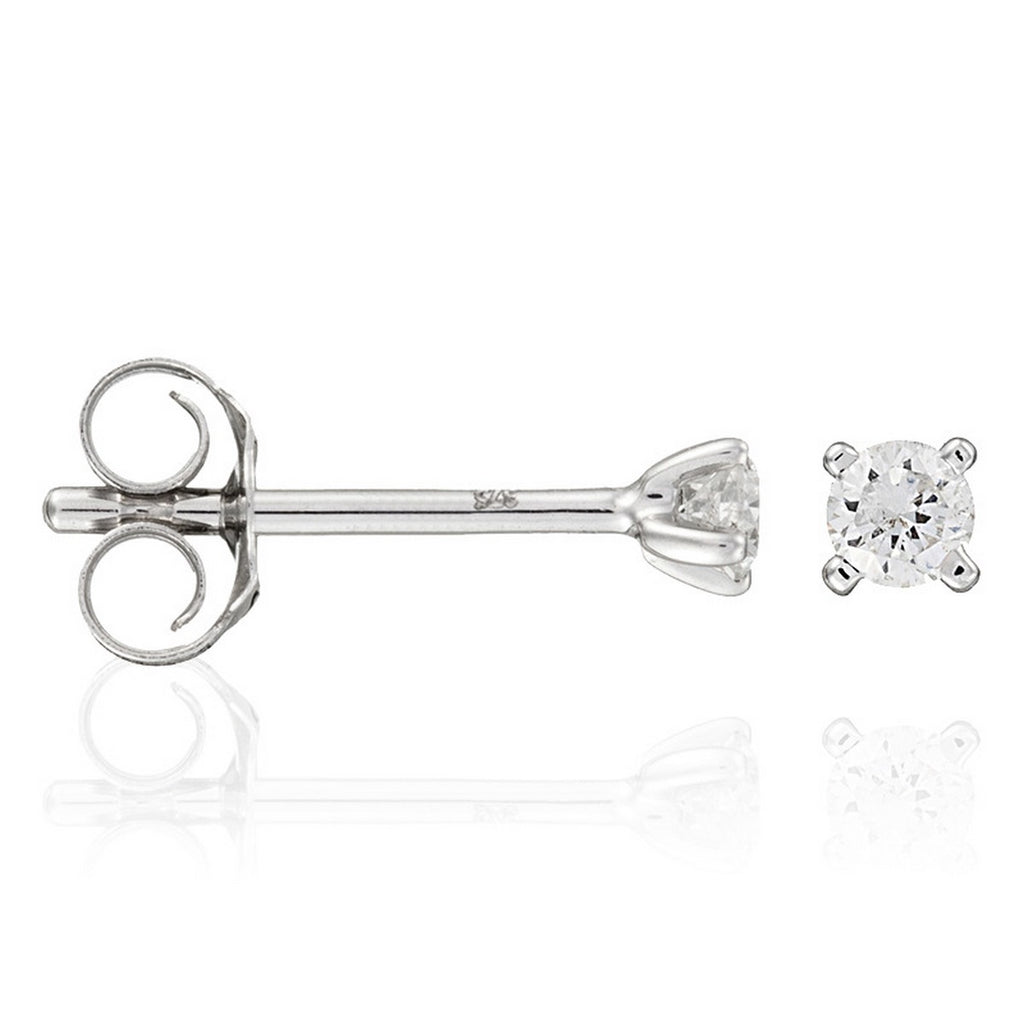 Boucles D'Oreilles "Single Diamond 0,06" Diamants 0,06/2 - Or Blanc