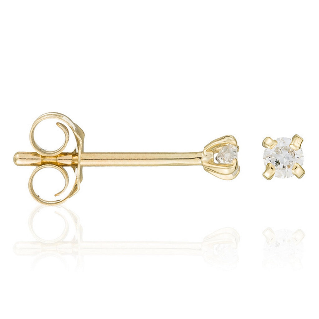 Boucles D'Oreilles "Single Diamond 0,06" D0,06/2 - Or Jaune 375/1000