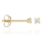Boucles D'Oreilles "Single Diamond 0,06" D0,06/2 - Or Jaune 375/1000