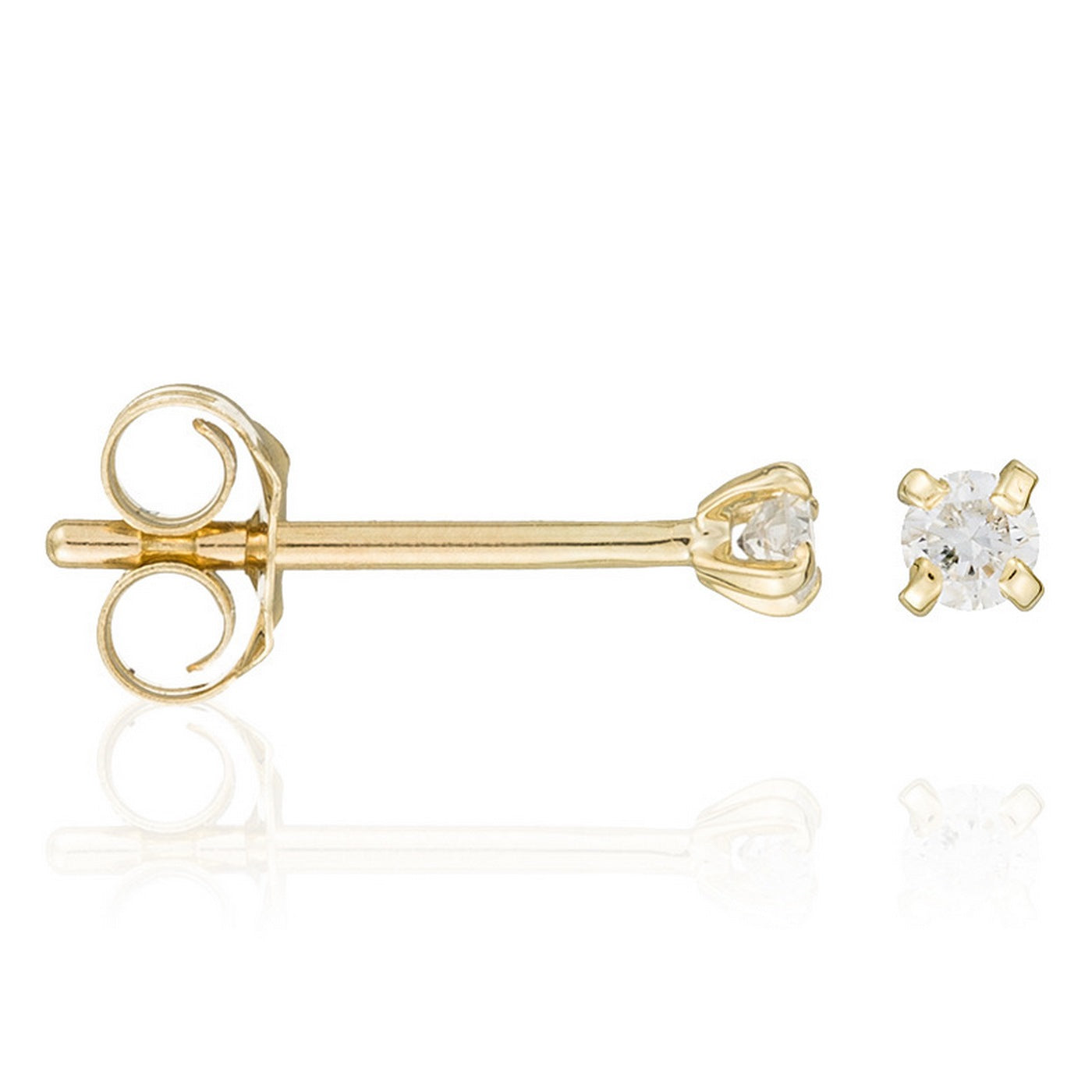 Boucles D'Oreilles "Single Diamond 0,06" D0,06/2 - Or Jaune 375/1000
