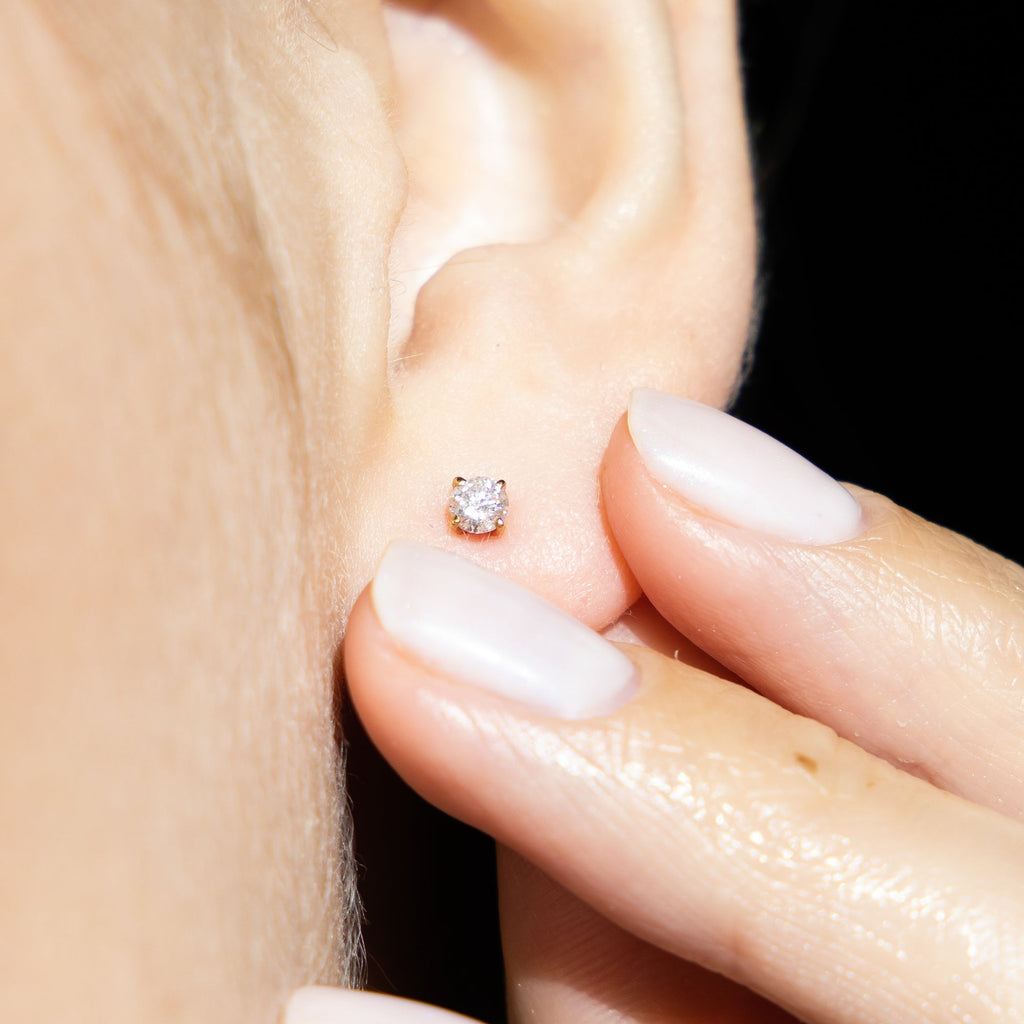Boucles D'Oreilles "Single Diamond 0,20" Diamants 0,20/2 - Or Jaune 375/1000