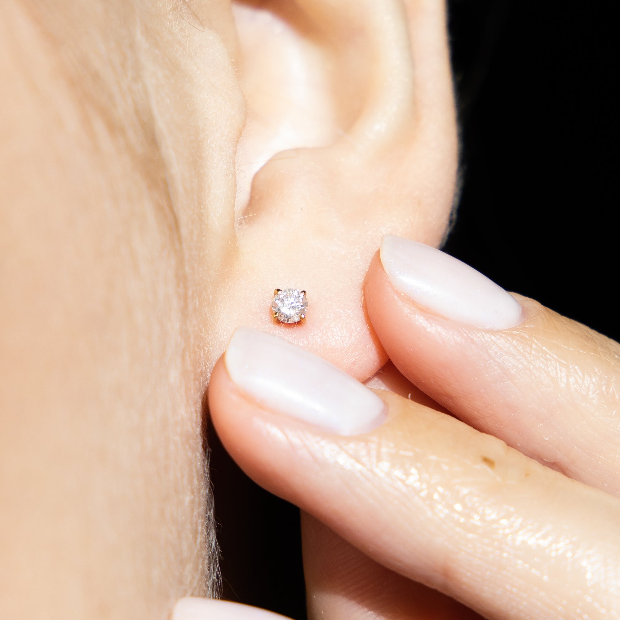 Boucles D'Oreilles "Single Diamond 0,20" Diamants 0,20/2 - Or Jaune 375/1000