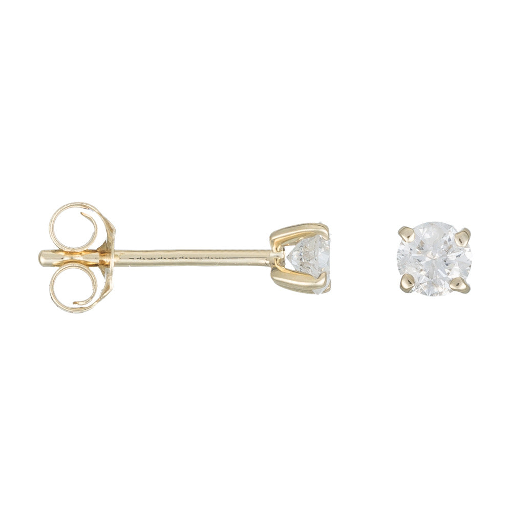 Boucles D'Oreilles "Single Diamond 0,20" Diamants 0,20/2 - Or Jaune 375/1000