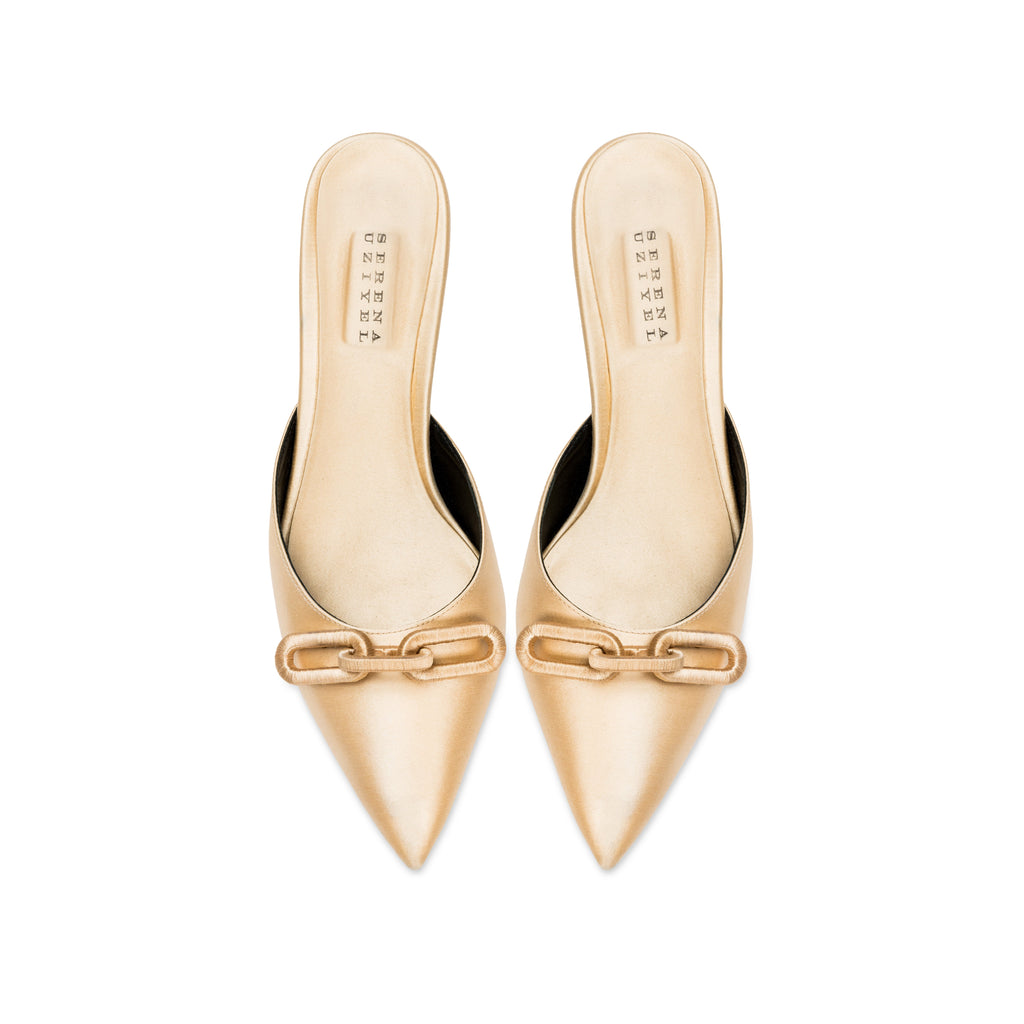 Catena Butter Mid-Heel Mule Pump