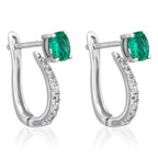 Boucles D'Oreilles "Belle Émeraude" D0,1/18 + Eméraude 0,35/2 - Or Blanc