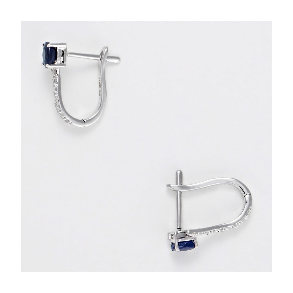 Boucles D'Oreilles "Beau Saphir" D0,1/18, S0,35/2 - Or Blanc
