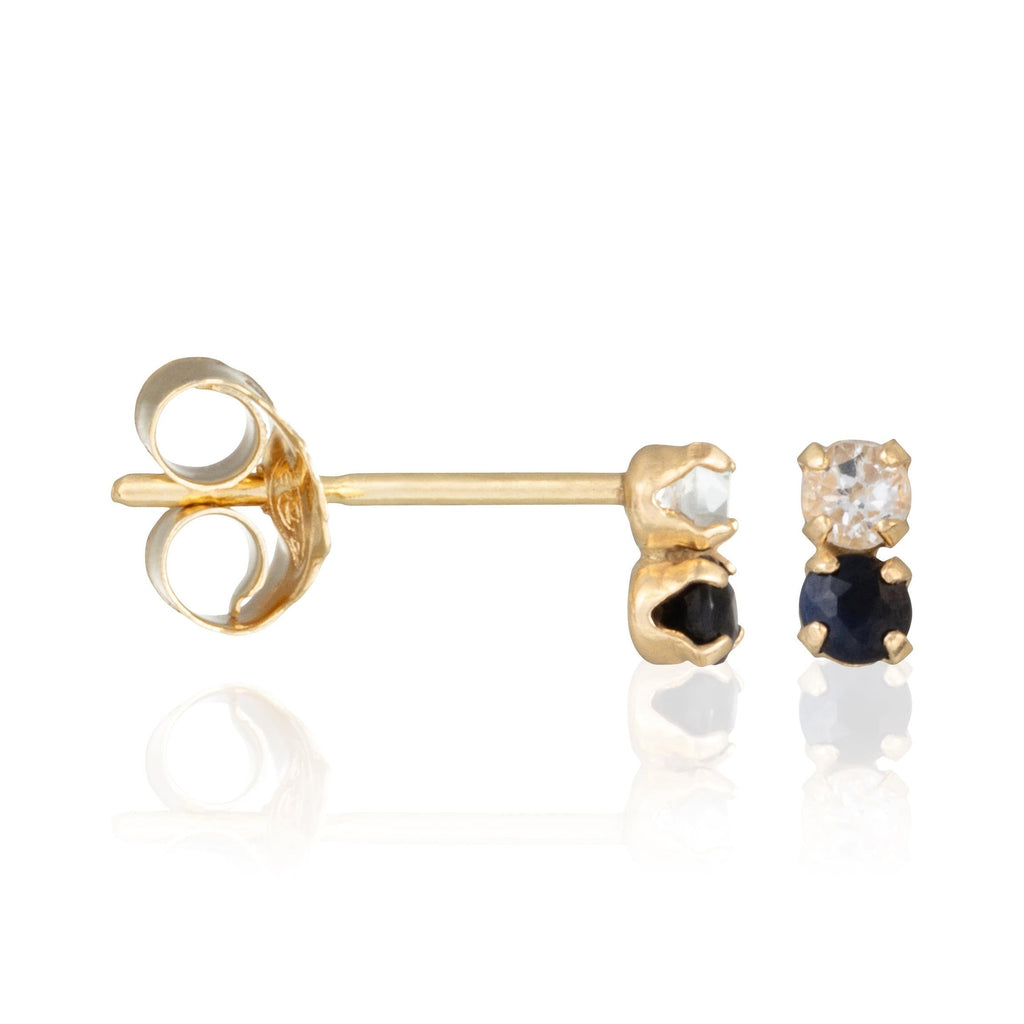 Boucle D'Oreilles "Puces Duo Précieuses 0,16Ct/4" Topaze Et Saphir