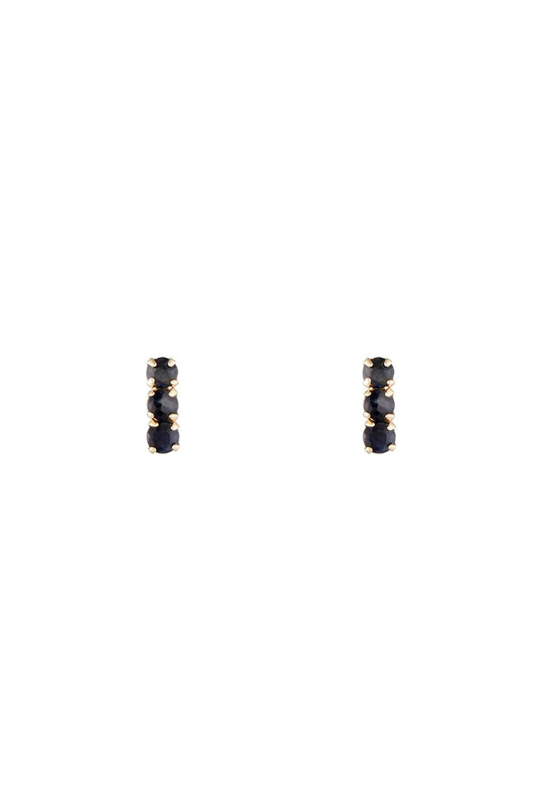 Boucle D'Oreilles "Trio De Puces Saphir 0,24Ct/6" Or Jaune 375/1000