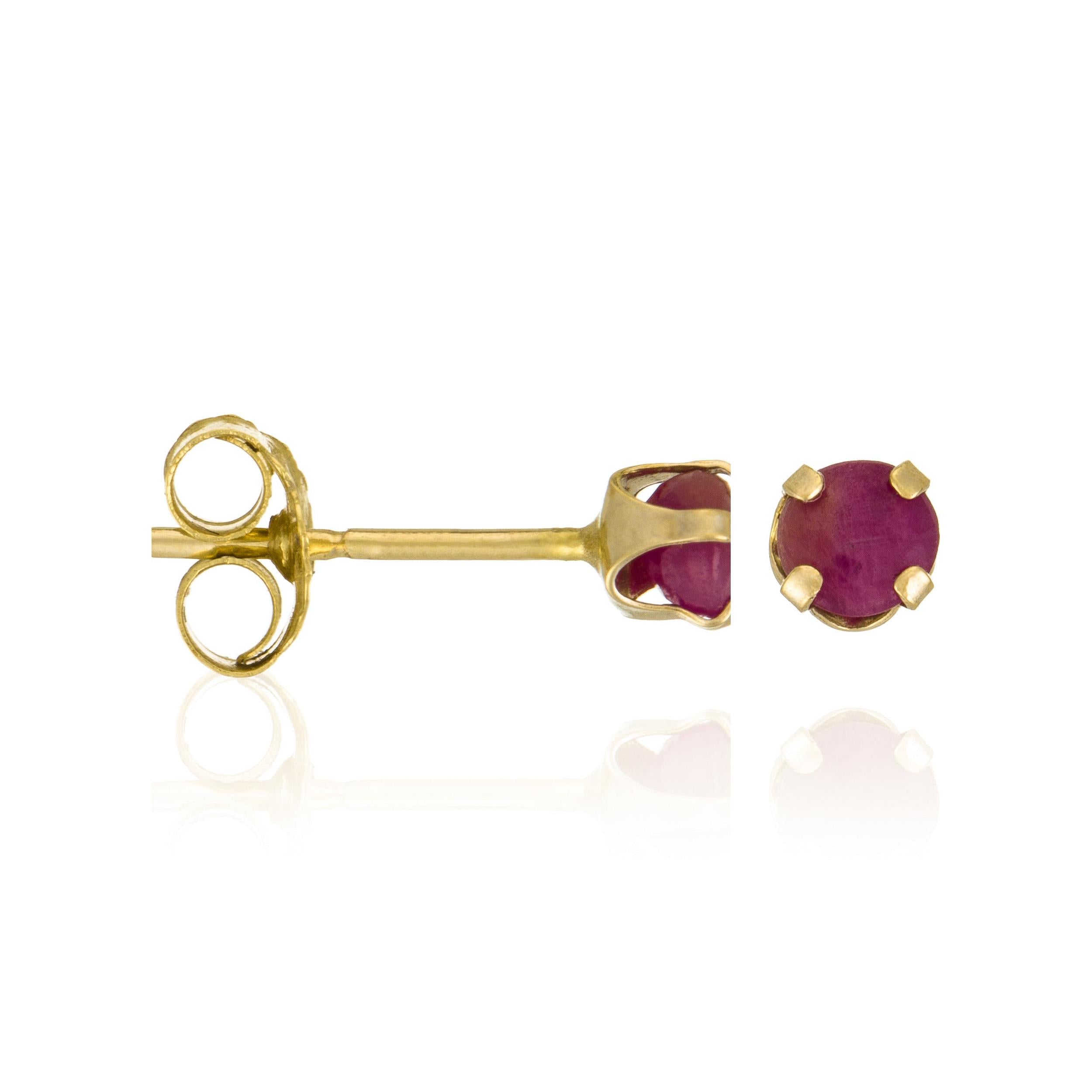 Boucles D'Oreilles "Puces Rubis 3Mm ": 0,17Ct/2