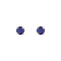 Boucles D'Oreilles "Puces Saphirs Bleus 3Mm" :0,18Ct/2 - Or Jaune 375/1000