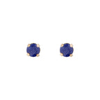 Boucles D'Oreilles "Puces Saphirs Bleus 3Mm" :0,18Ct/2 - Or Jaune 375/1000