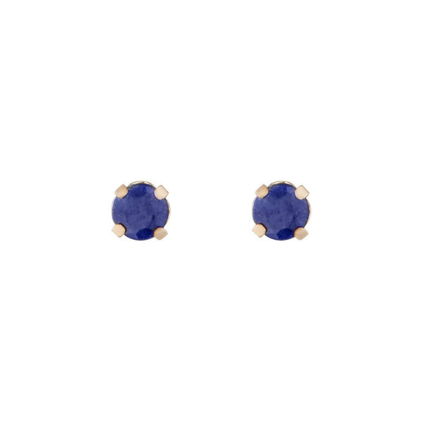 Boucles D'Oreilles "Puces Saphirs Bleus 3Mm" :0,18Ct/2 - Or Jaune 375/1000