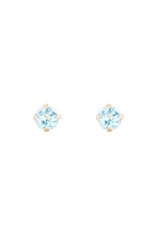 Boucles D'Oreilles "Puces Topaze Bleue 3Mm" : 0,17Ct/2