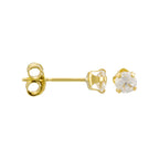 Boucles D'Oreilles "Puces" 3Mm Or Jaune 375/1000 Et Zirconium