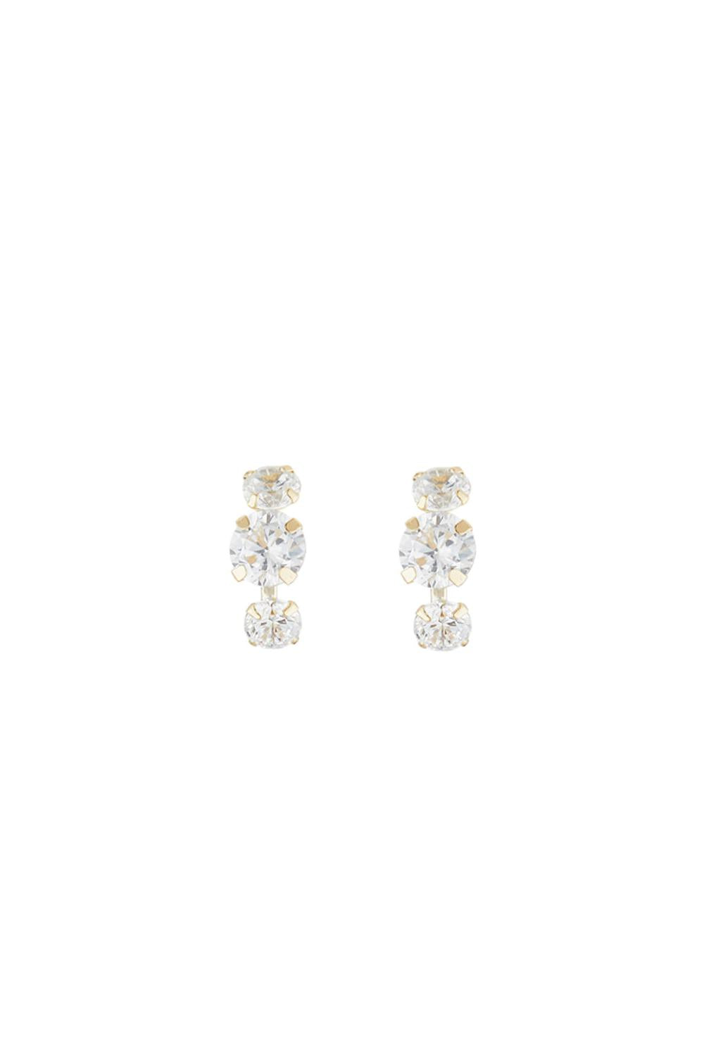 Boucle D'Oreilles "Puces Brillantes" Or Jaune 375/1000 Et Zirconium
