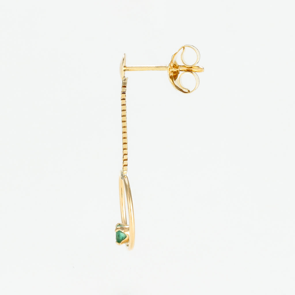 By Colette - Boucle D'Oreilles Cerceaux D'Émeraude - Or Jaune