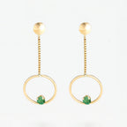 By Colette - Boucle D'Oreilles Cerceaux D'Émeraude - Or Jaune