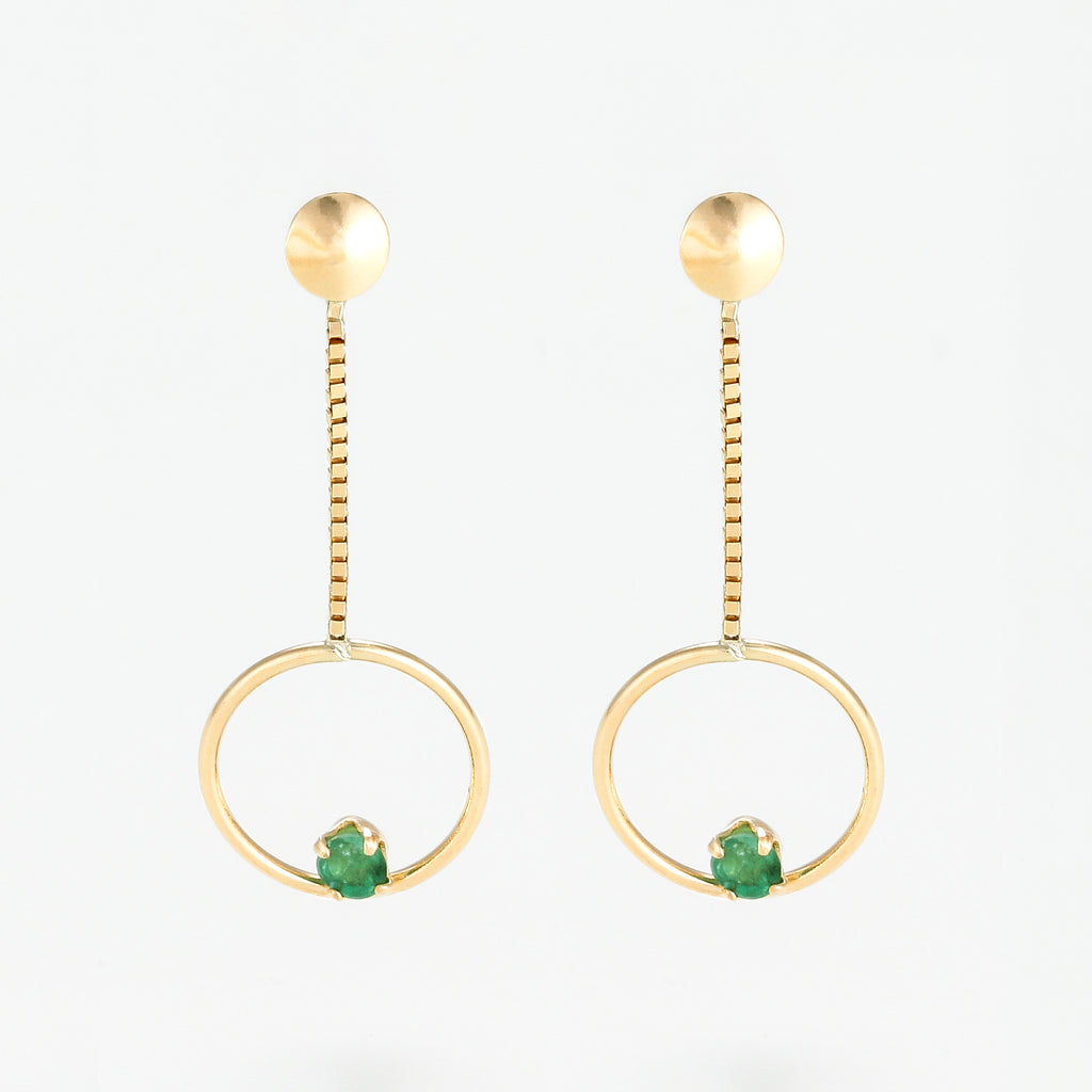 By Colette - Boucle D'Oreilles Cerceaux D'Émeraude - Or Jaune