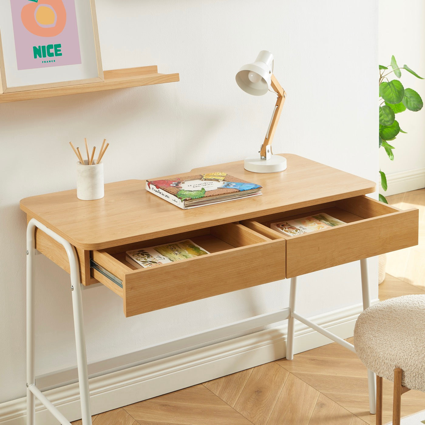 Esra - Bureau - Effet Chêne Et Blanc