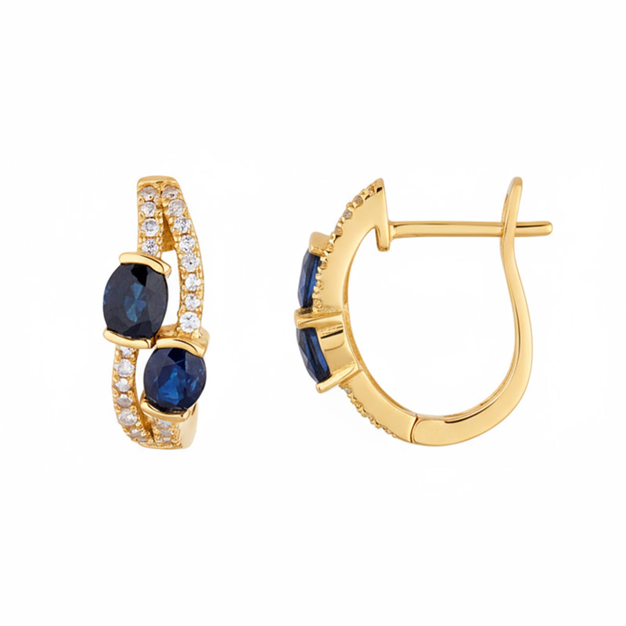 Boucles D'Oreilles "Thalassa" D0,06/14 & Saphir 1/4