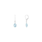 Boucles D'Oreilles "Olivia" D0,07/2 & Topaze Bleue 5,40/2 - Or Blanc 375/1000