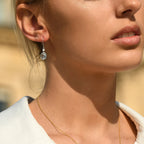 Boucles D'Oreilles "Olivia" D0,07/2 & Topaze Bleue 5,40/2 - Or Blanc 375/1000