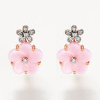 Boucle D'Oreilles "Floraisons" Ceram Rose Dia 0,075/14 - Or Rose 375/1000