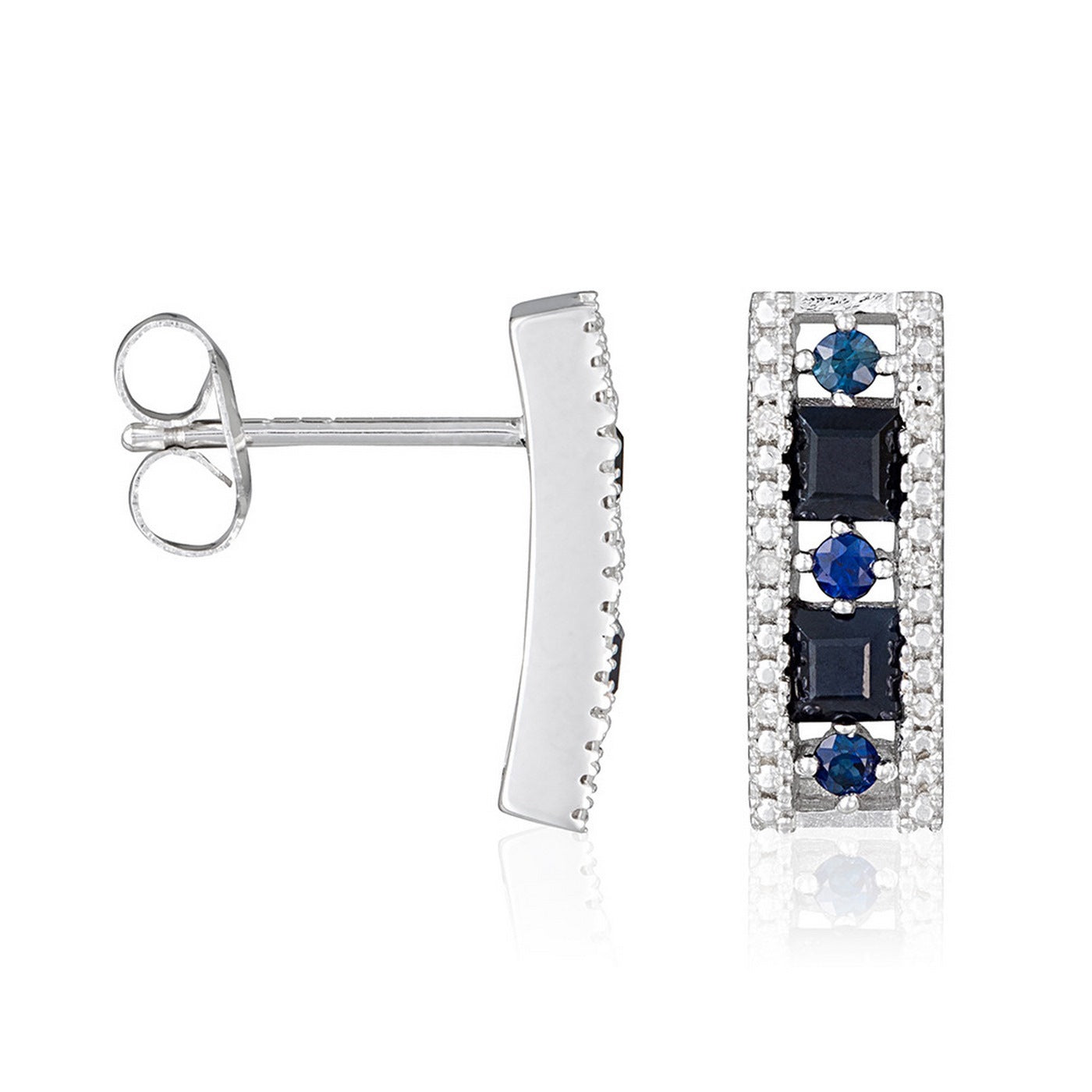 Boucles D'Oreilles "Surat" D 0,04/12 Sa 1,14/10 - Or Blanc 375/1000