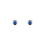 Boucles D'Oreille "Abra" Diamants 0,13/36 Et Saphirs 1,1/2 - Or Blanc 375/1000