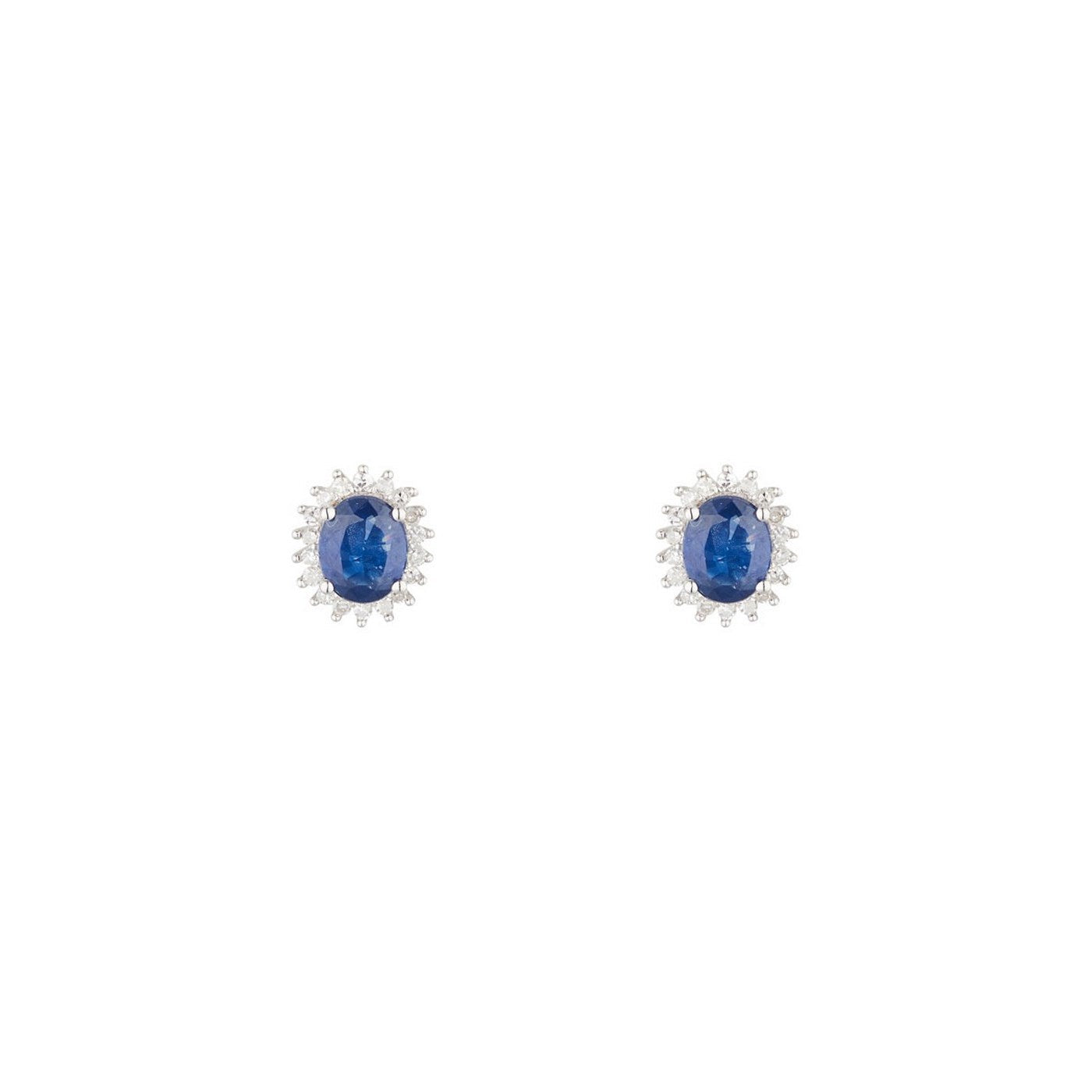 Boucles D'Oreille "Abra" Diamants 0,13/36 Et Saphirs 1,1/2 - Or Blanc 375/1000
