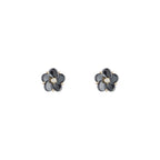 Boucles D'Oreilles "Fleur Noir" Ceram Dia 0,04/2 - Or Jaune 375/1000