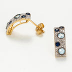 Boucles D'Oreilles "Toamasina" D 0,0035/20 Saphir 0,1/6 Blue Topaze 0,176/4 - Or Jaune 375/1000