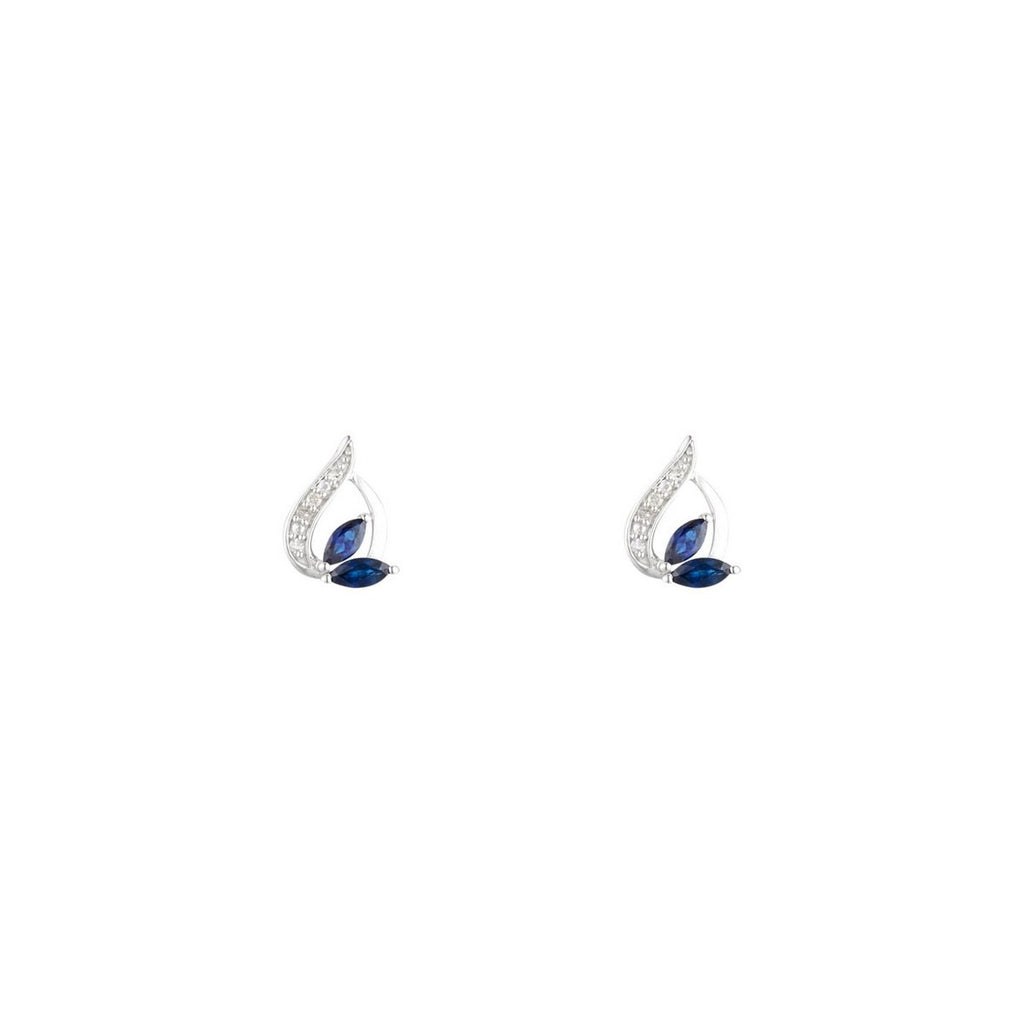 Boucles D'Oreilles "Coban" D 0,045/8 Saphir 0,532/4 - Or Blanc 375/1000