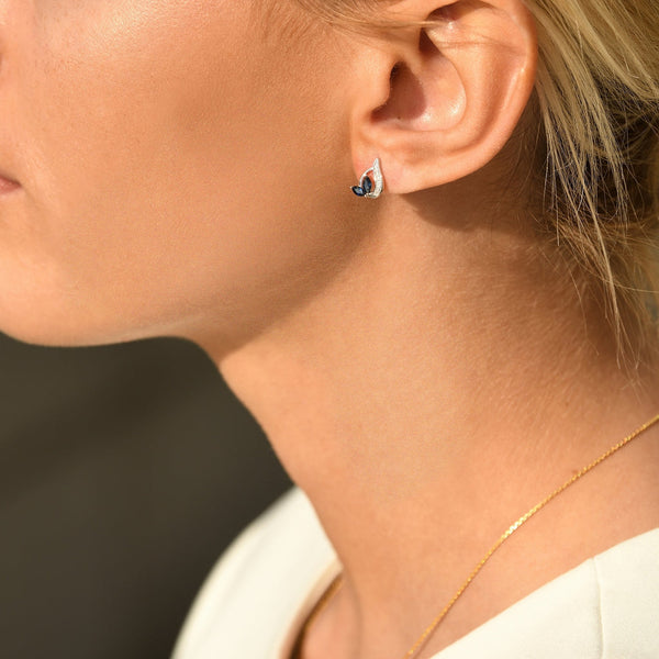Boucles D'Oreilles "Coban" D 0,045/8 Saphir 0,532/4 - Or Blanc 375/1000