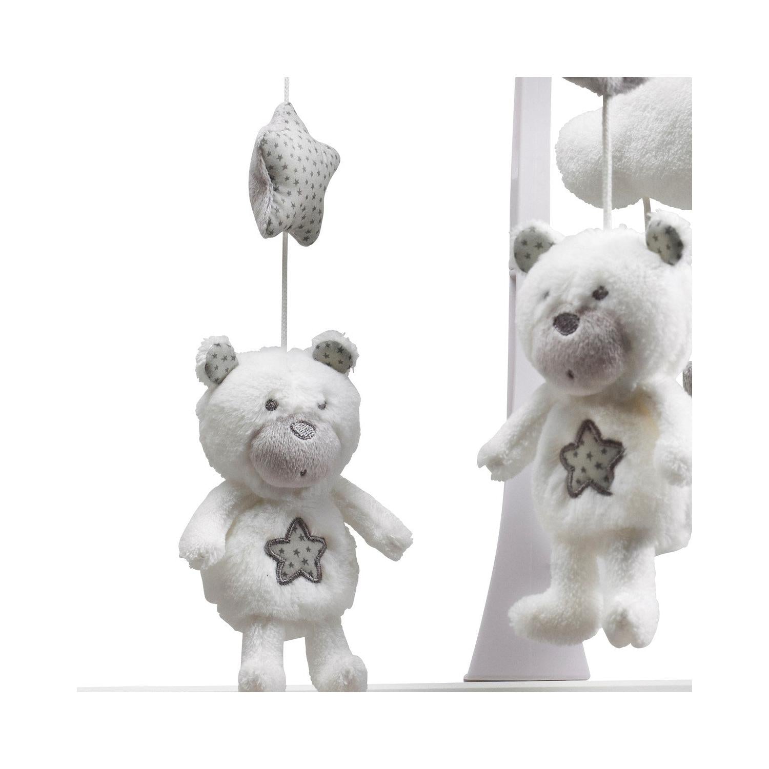 Mobile Musical Bébé Ours En Polyester Blanc