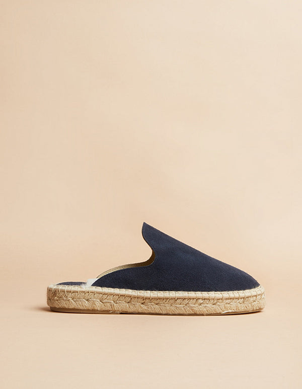 Espassrille Plate Copenhague - Cuir Daim Marine - Femme