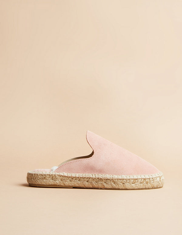 Espadrilles Plate Copenhague - Cuir Daim Rose - Femme