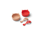 Coffret Repas Bébé En Silicone Doux - Lot De 2 Evan - Cat Apple Red/Tuscany Rose Mix