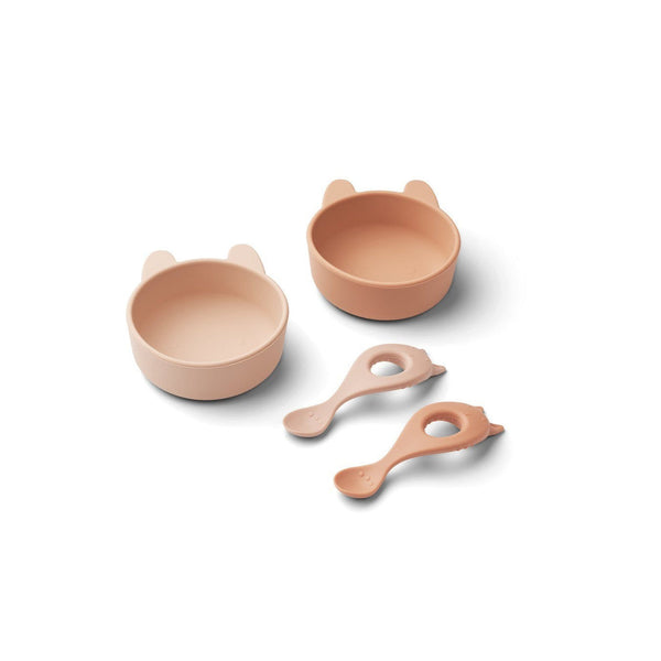 Coffret Repas Bébé En Silicone Doux - Lot De 2 Evan - Rabbit Rose Mix