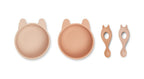 Coffret Repas Bébé En Silicone Doux - Lot De 2 Evan - Rabbit Rose Mix