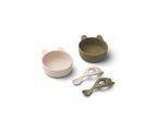 Liewood - Coffret Repas Bébé En Silicone Doux - Lot De 2 Eva, - Rabbit Khaki/Sandy Mix