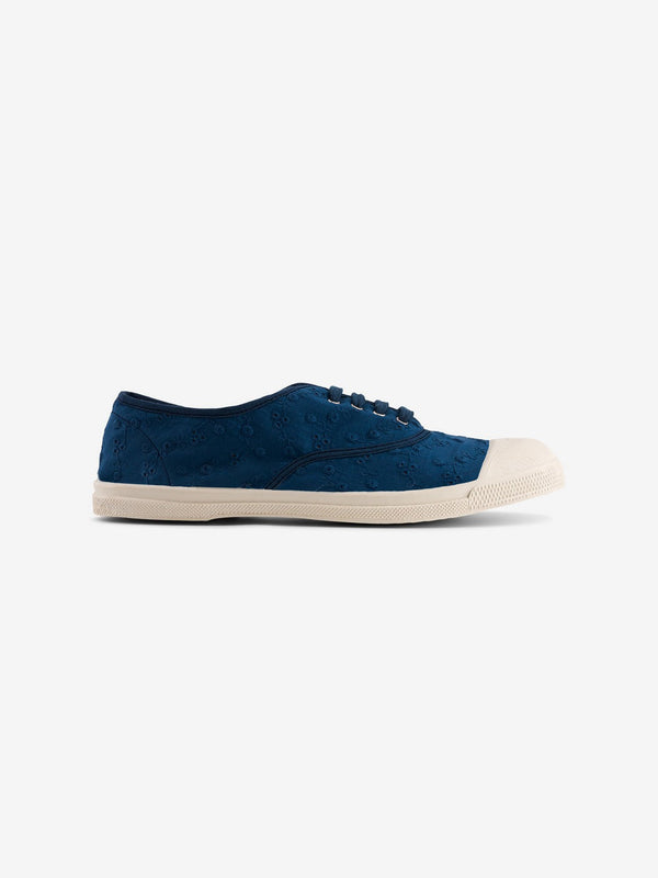 Tennis Lacet Femme Broderie - Marine